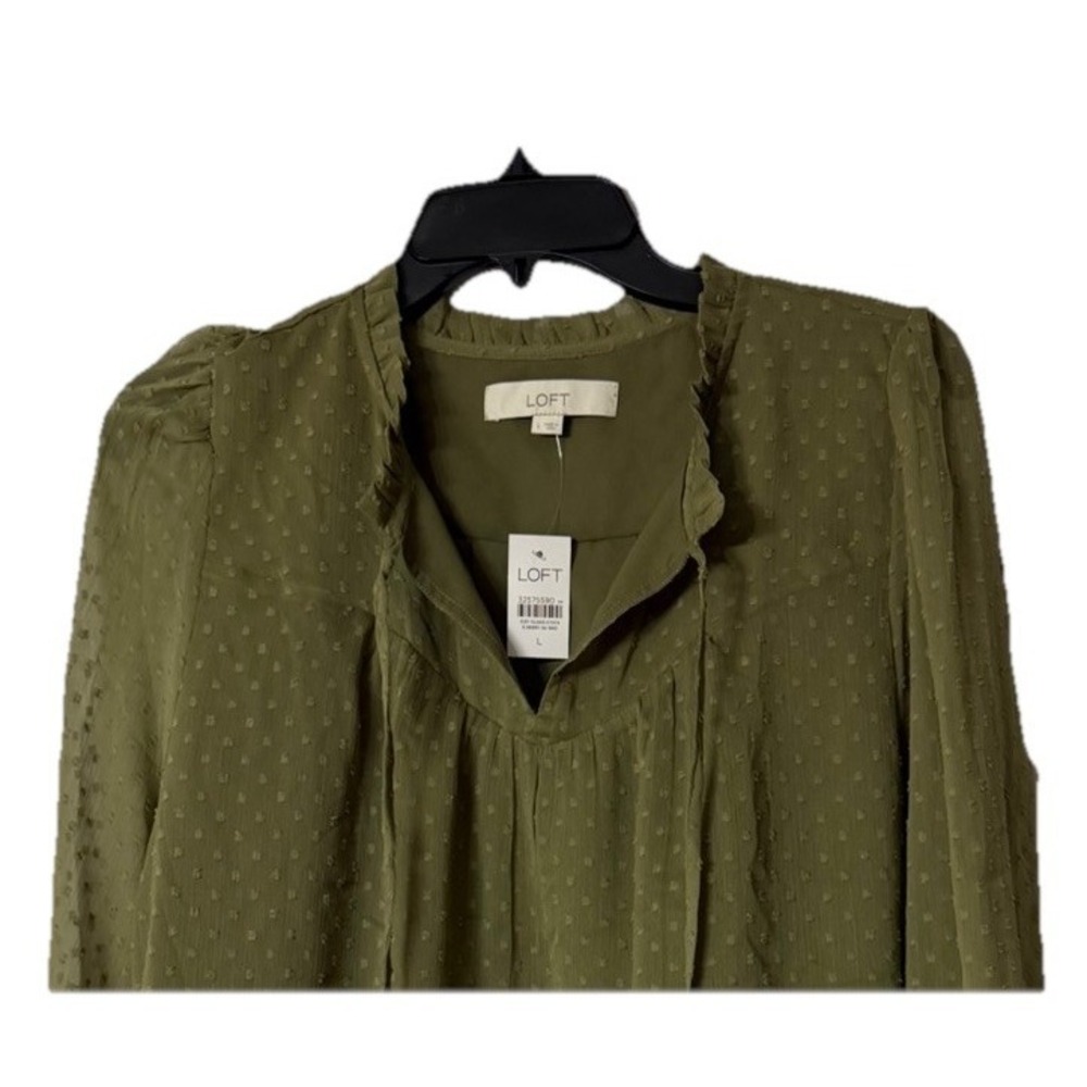 NWT Ann Taylor LOFT Womens Long‎ Sleeve Lined Casual Green Top Shirt Size Large - Picture 2 of 12